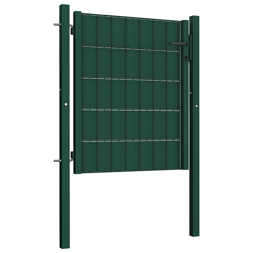 Portão de cerca em PVC e aço 100x100 cm verde
