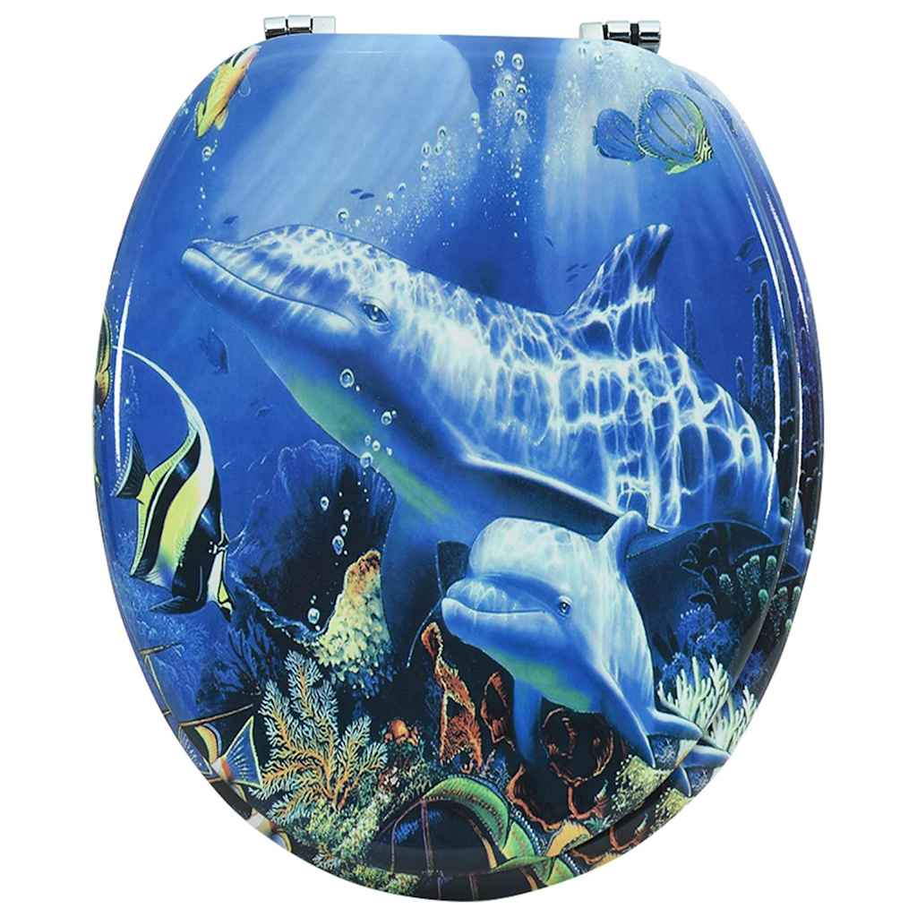 Assento de sanita com tampa MDF design golfinhos
