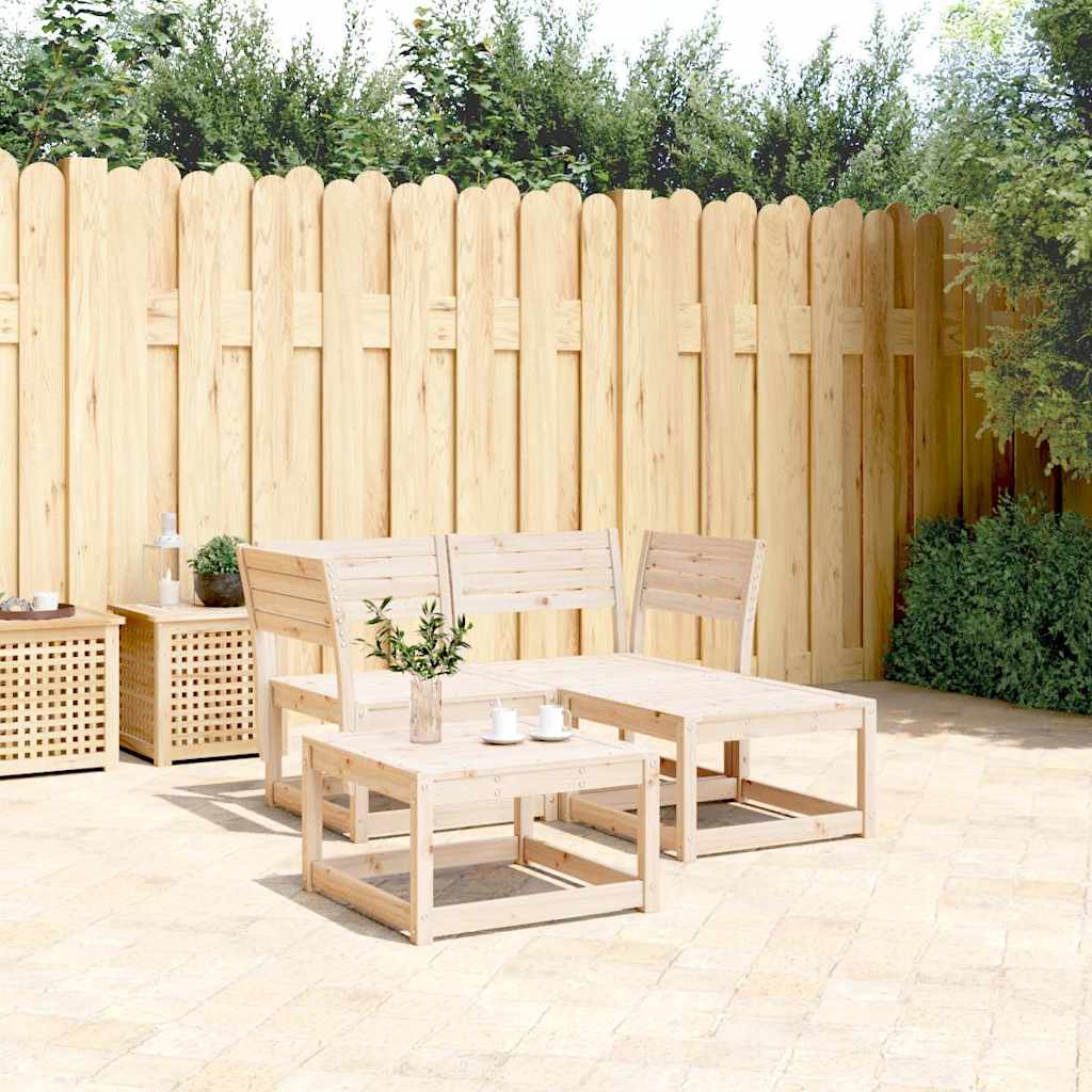 3 Pcs conjunto sofás de jardim madeira de pinho maciça