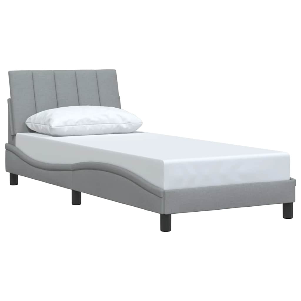 Estrutura de cama sem colchão hanko 90x200 cm tecido cinzento-claro