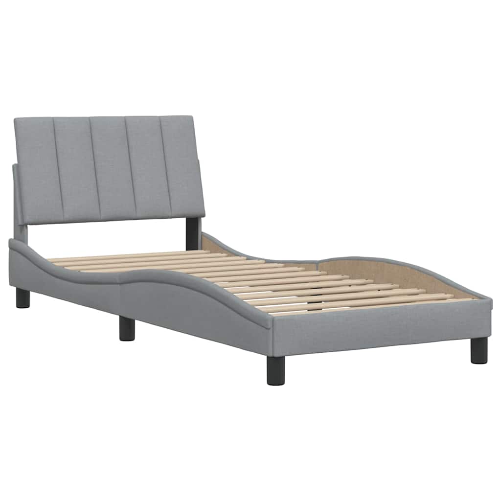 Estrutura de cama sem colchão hanko 90x200 cm tecido cinzento-claro