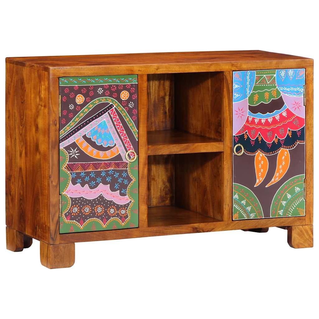 Aparador multicor 90x35x60 cm madeira de acácia maciça