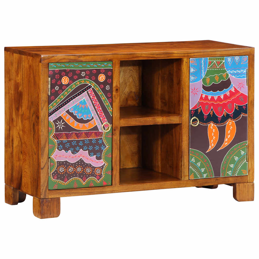 Aparador multicor 90x35x60 cm madeira de acácia maciça