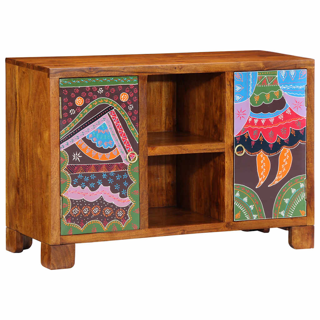 Aparador multicor 90x35x60 cm madeira de acácia maciça
