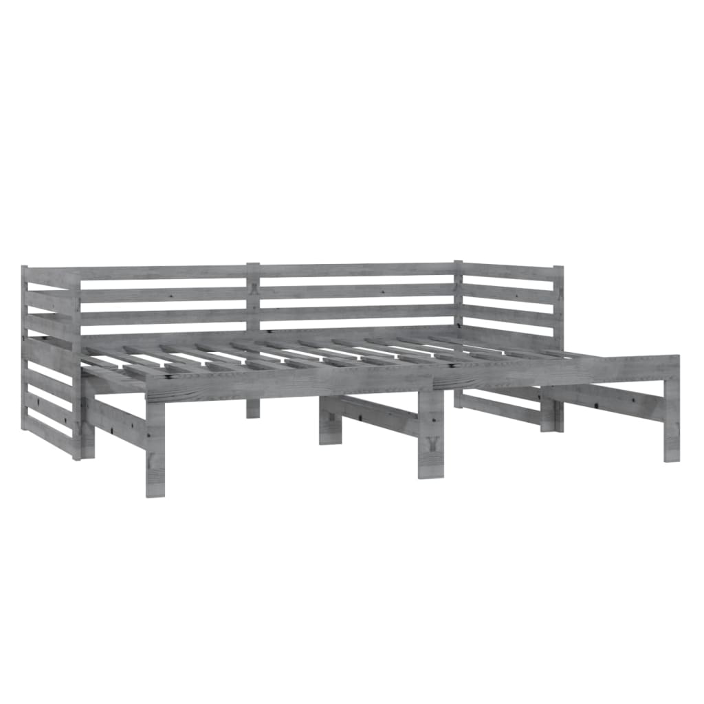 Estrutura sofá-cama de puxar 2x(90x200) cm pinho maciço cinza