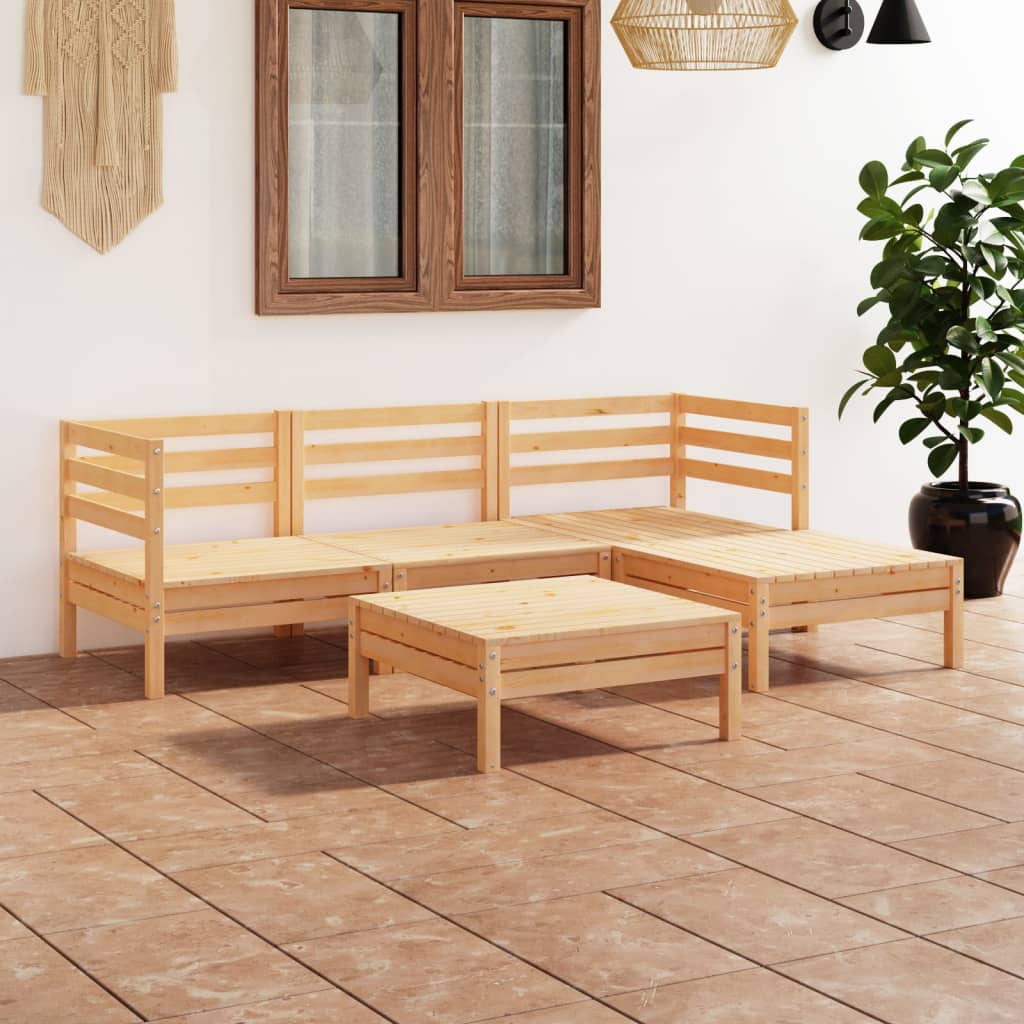 5 Pcs conjunto lounge de jardim pinho maciço