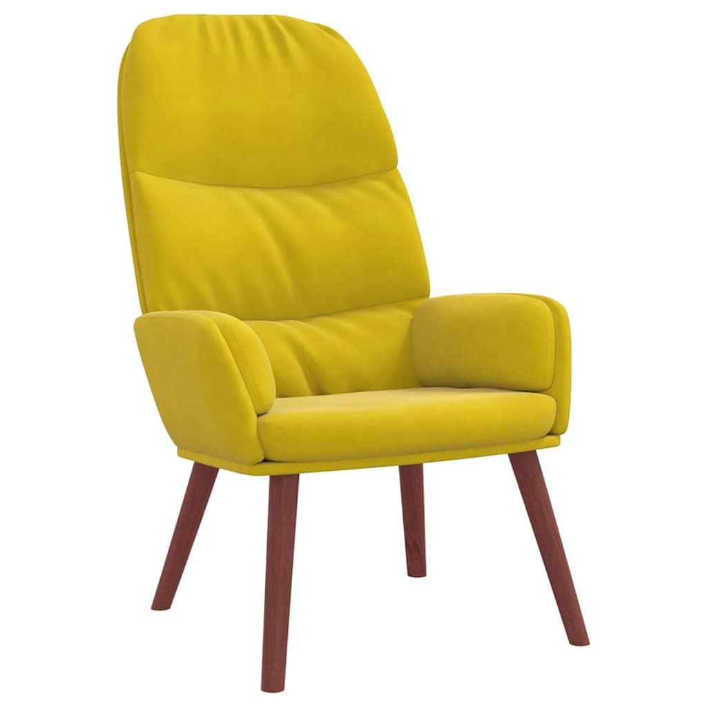 Cadeira de descanso com banco p/ pés veludo amarelo