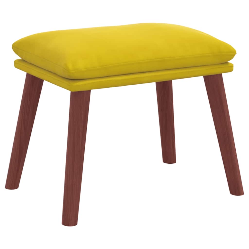 Cadeira de descanso com banco p/ pés veludo amarelo