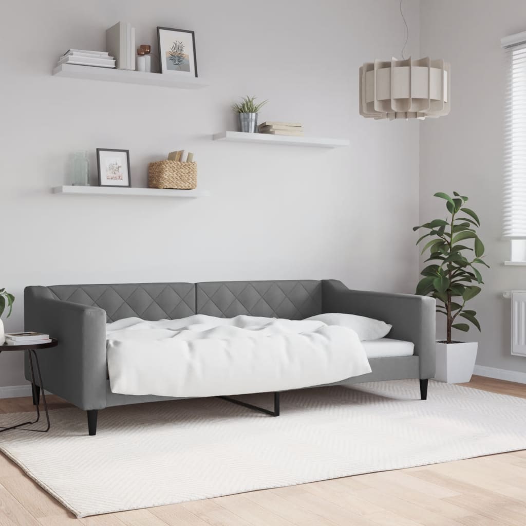 Sofá-cama 100x190 cm tecido cinzento-escuro