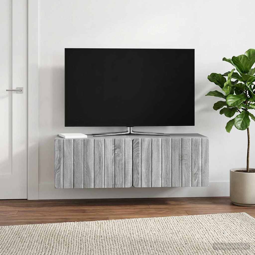 Gabinete de TV de parede 98 x 31 x 30 cm sonoma cinzento