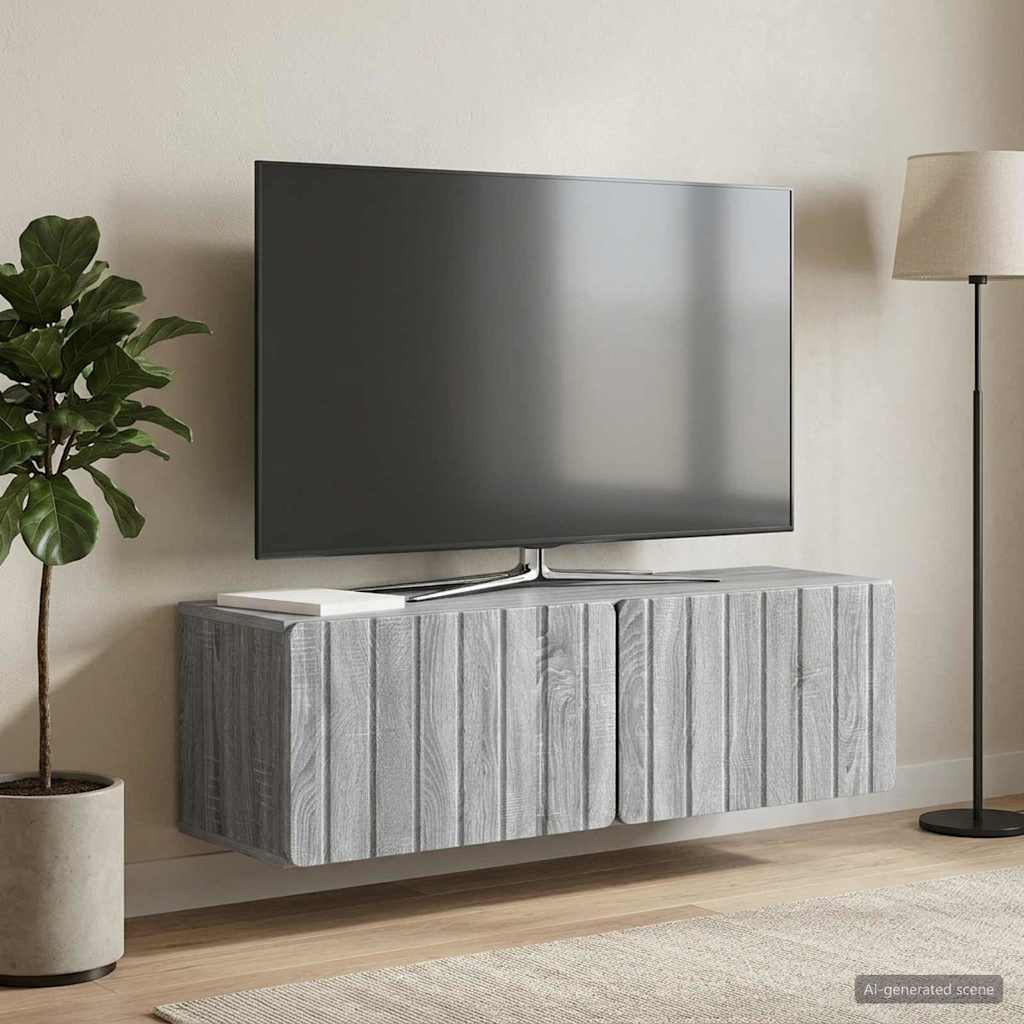 Gabinete de TV de parede 98 x 31 x 30 cm sonoma cinzento