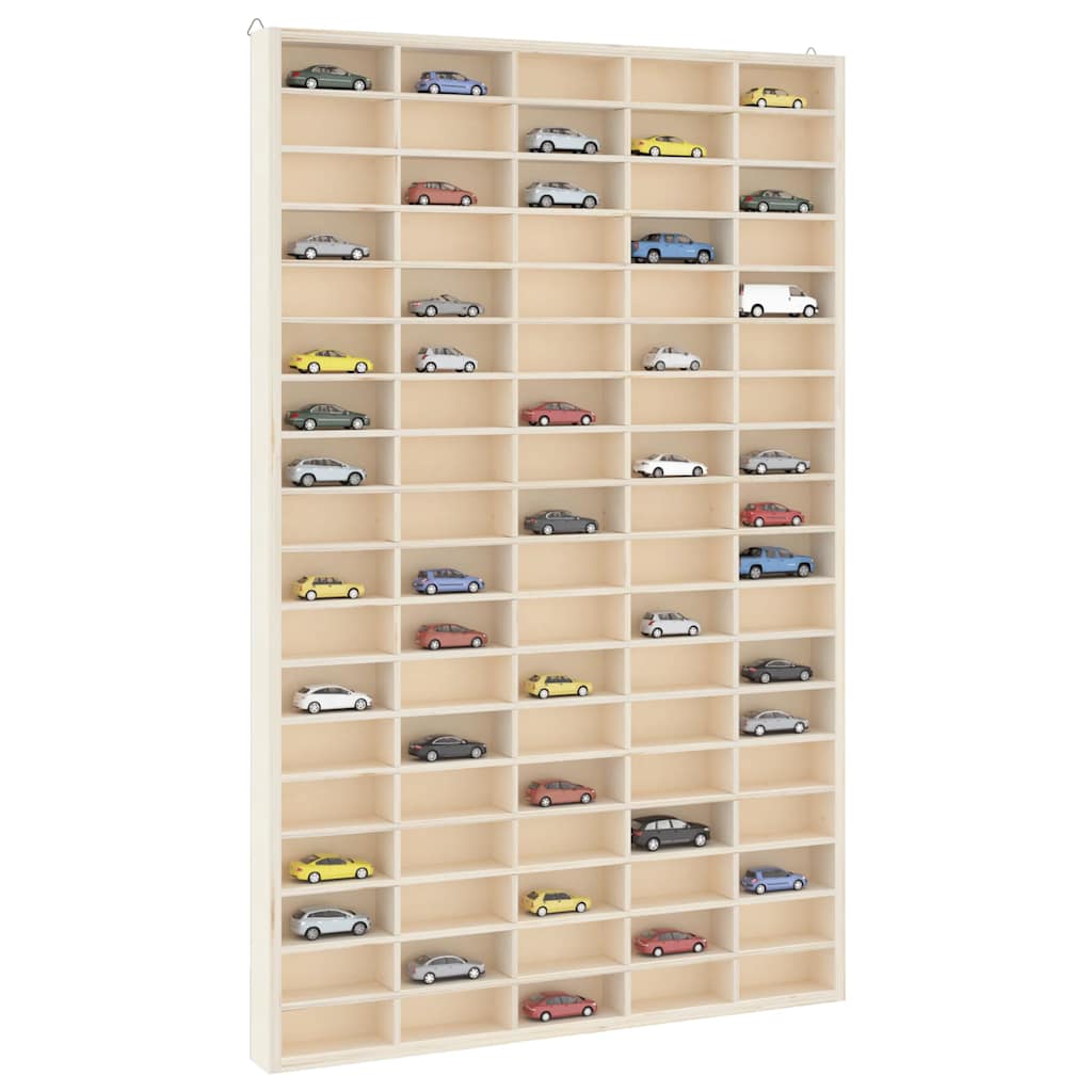 Vitrine de colecionador de madeira com 90 compartimentos 50,5x4,5x79cm