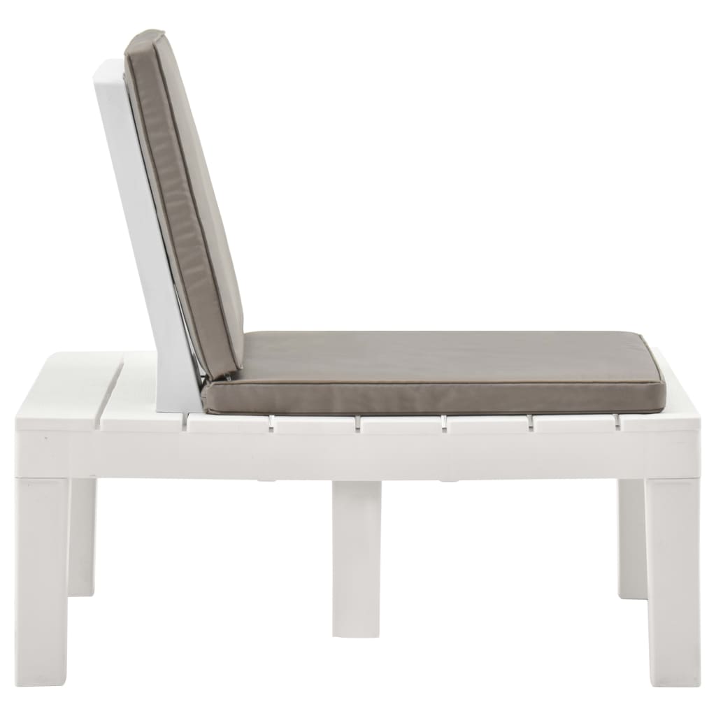 Cadeira lounge de jardim com almofadão plástico branco