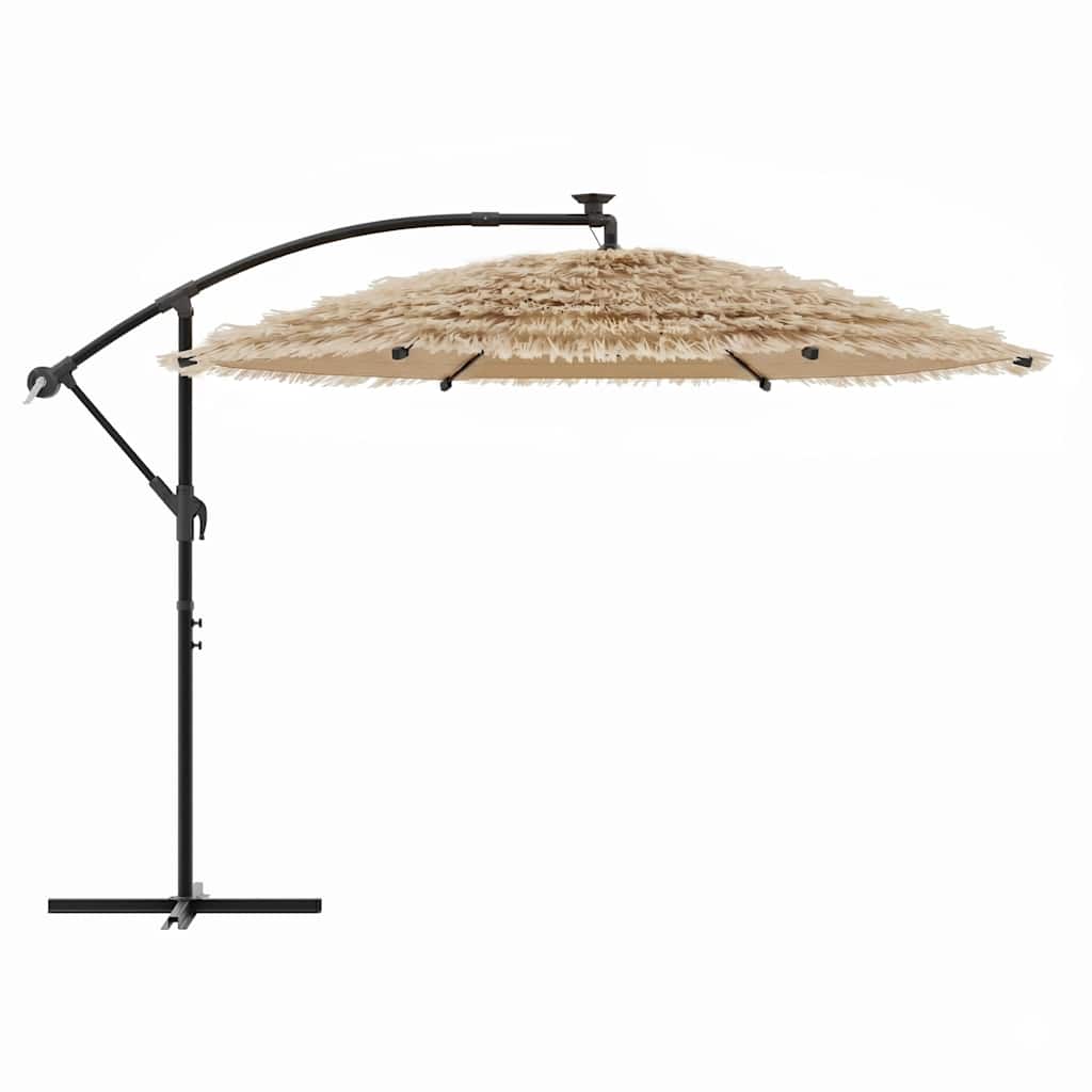 Guarda-sol de jardim com poste de aço 290x290x238 cm castanho