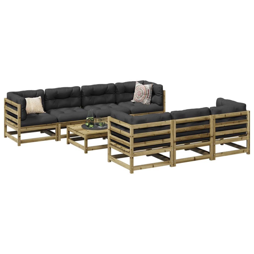 8 Pcs conjunto sofás de jardim madeira de pinho impregnada