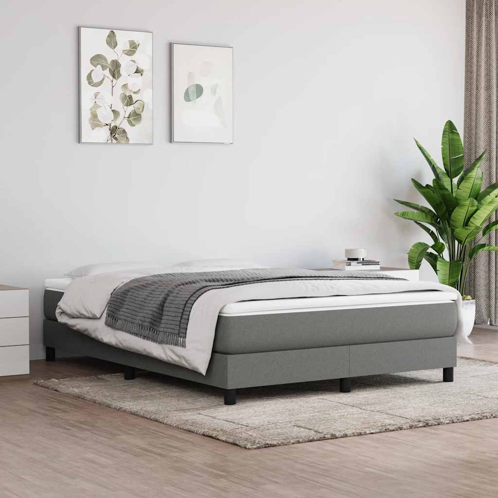 Estrutura de cama com molas 140x190 cm tecido cinzento-escuro