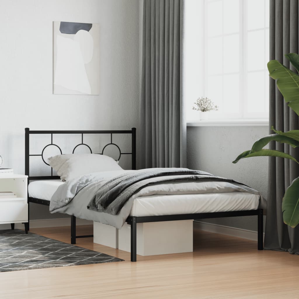 Estrutura de cama com cabeceira 107x203 cm metal preto