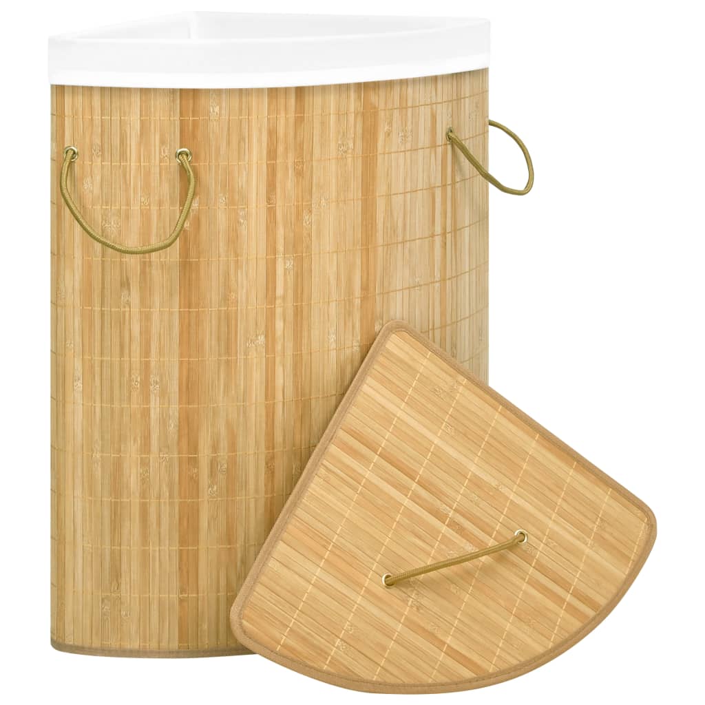 Cesto de canto para roupa suja 60 l bambu