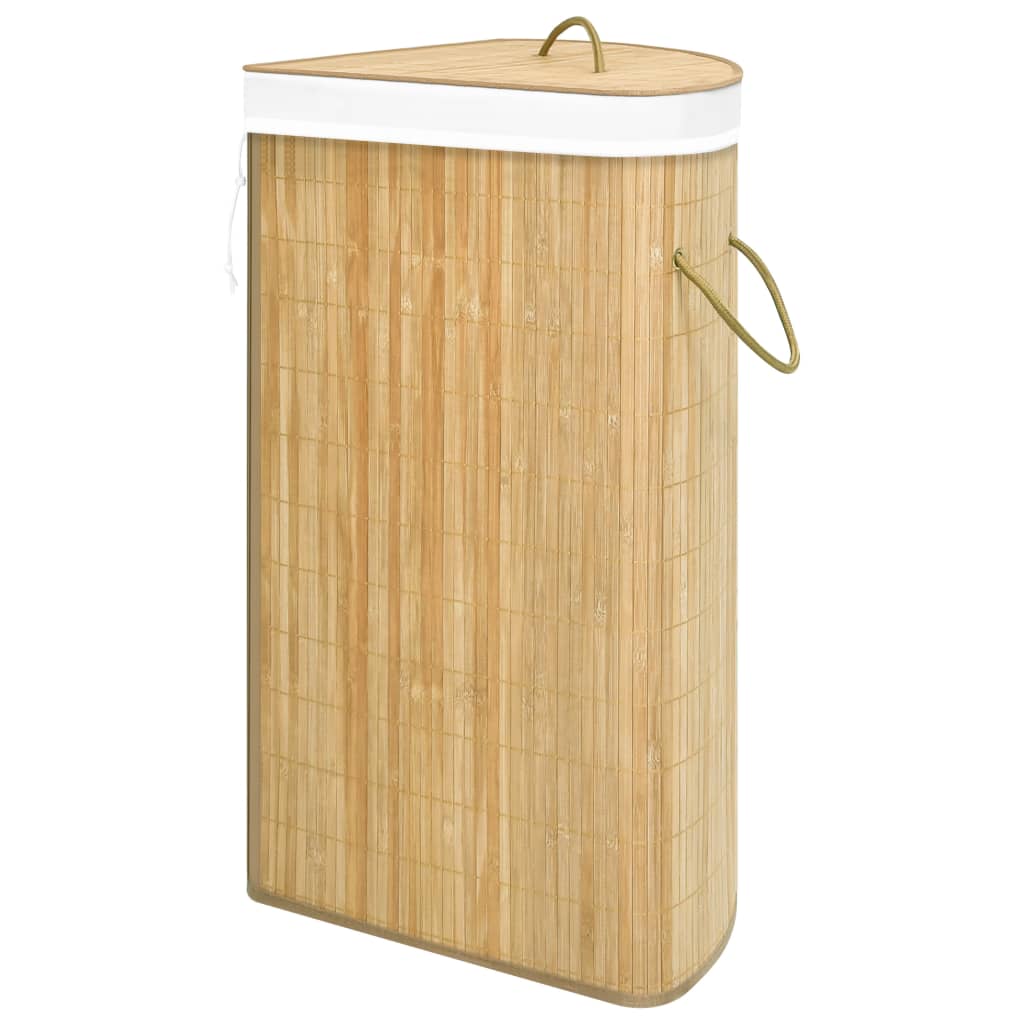 Cesto de canto para roupa suja 60 l bambu