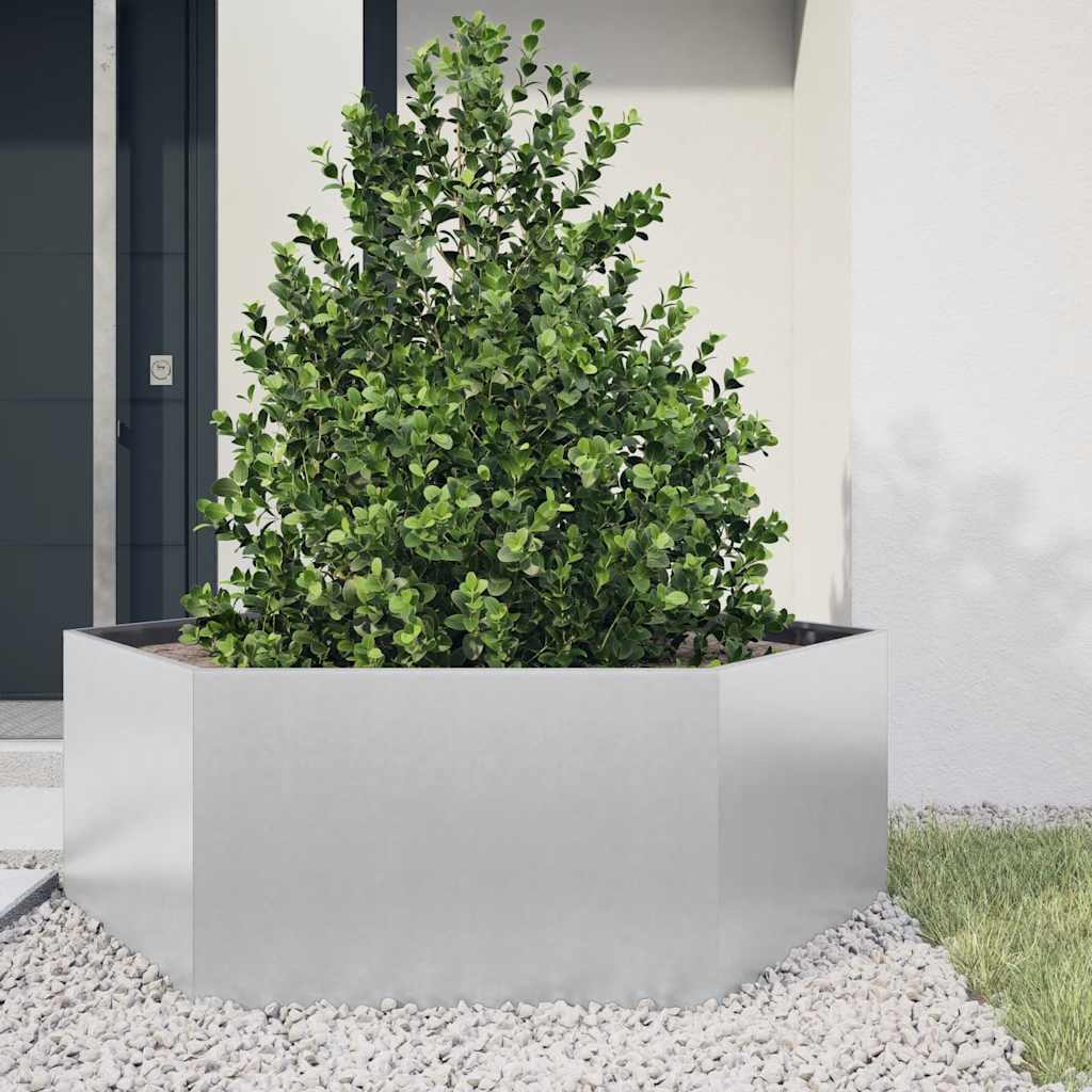 Vaso/floreira de jardim hexagonal 138x120x45 cm aço galvanizado