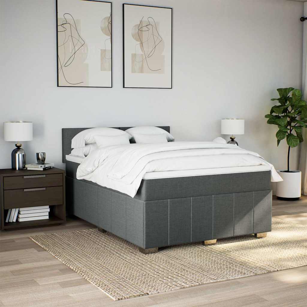 Cama com molas/colchão 140x190 cm tecido cinzento-escuro