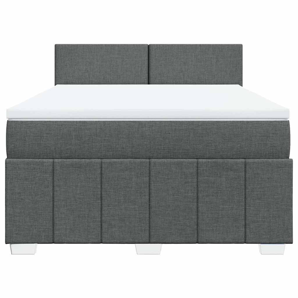 Cama com molas/colchão 140x190 cm tecido cinzento-escuro