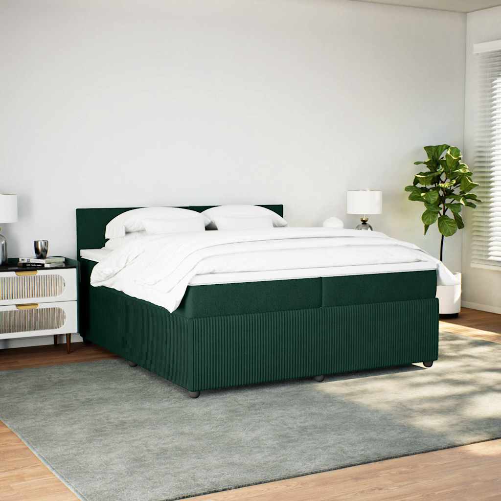 Cama com molas/colchão 200x200 cm veludo verde-escuro