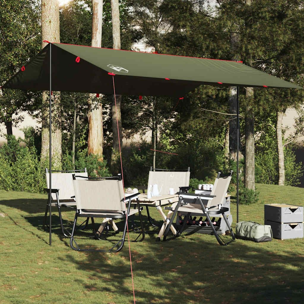Lona de campismo 366x306 cm impermeável verde azeitona