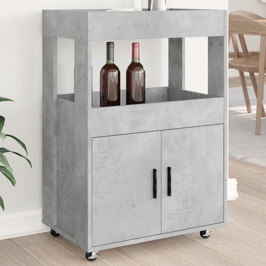 Carrinho de bar 60x39,5x89cm derivados de madeira cinza cimento