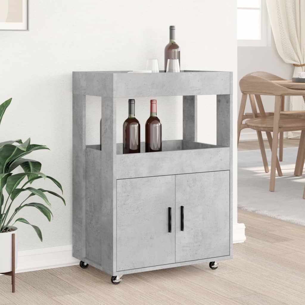 Carrinho de bar 60x39,5x89cm derivados de madeira cinza cimento