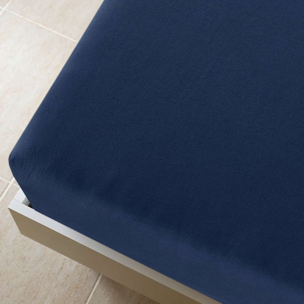 Lençóis ajustáveis 2 pcs 100x200 cm algodão jersey azul marinho