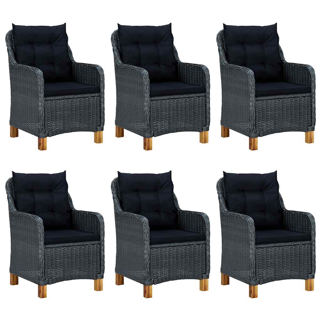 7 Pcs conjunto de jantar para jardim cinzento-escuro