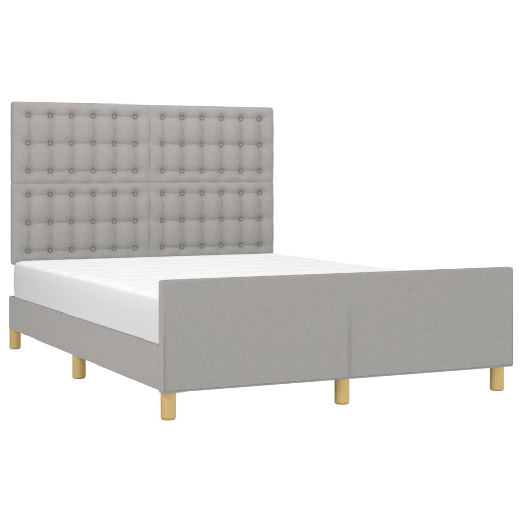 Estrutura de cama sem colchão 140x200 cm tecido cinzento-claro