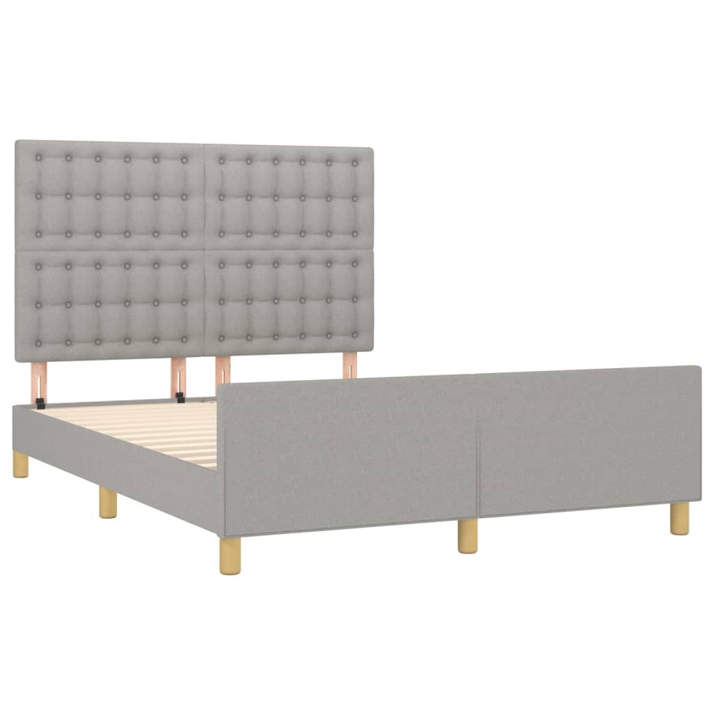 Estrutura de cama sem colchão 140x200 cm tecido cinzento-claro