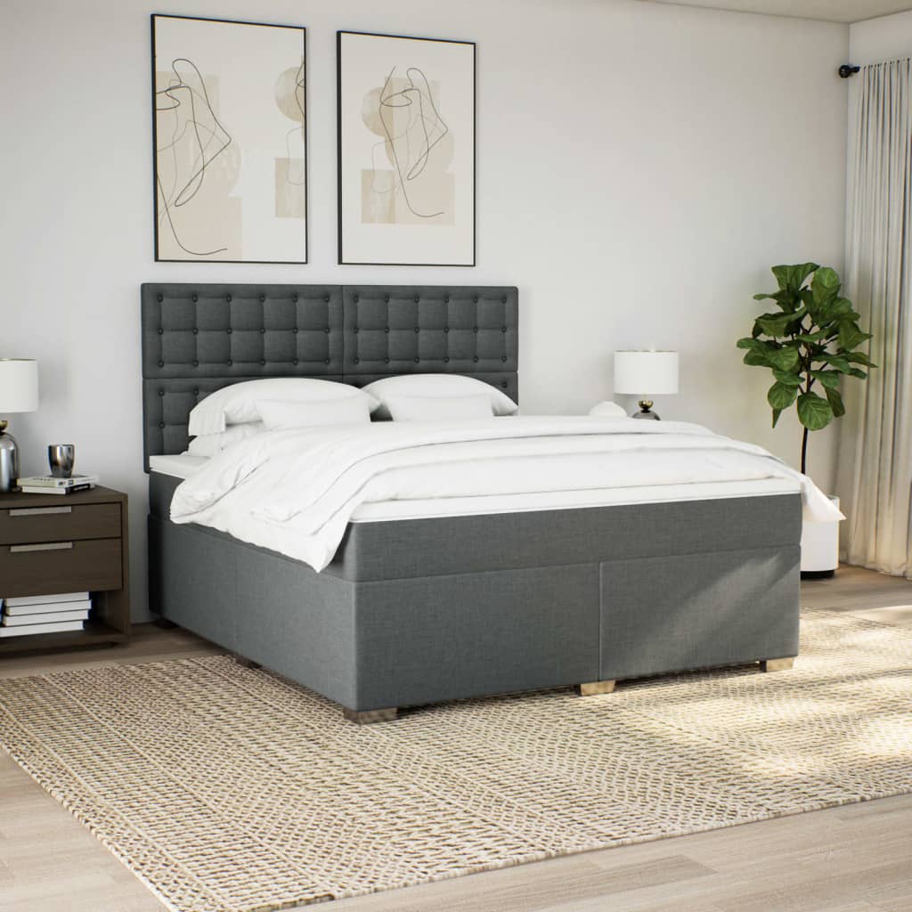 Cama com molas/colchão 180x200 cm tecido cinzento-escuro