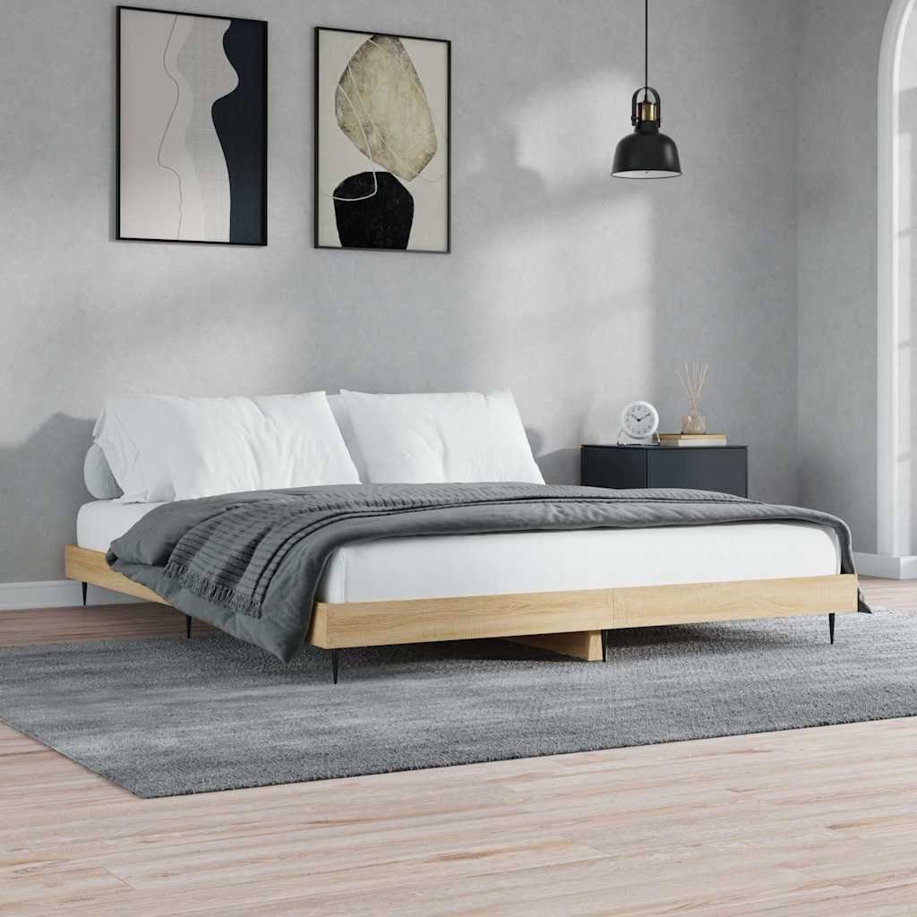 Estrutura de cama sem colchão 200x200 cm carvalho sonoma