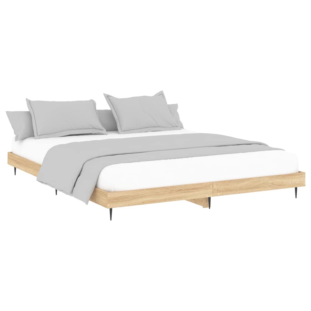 Estrutura de cama sem colchão 200x200 cm carvalho sonoma