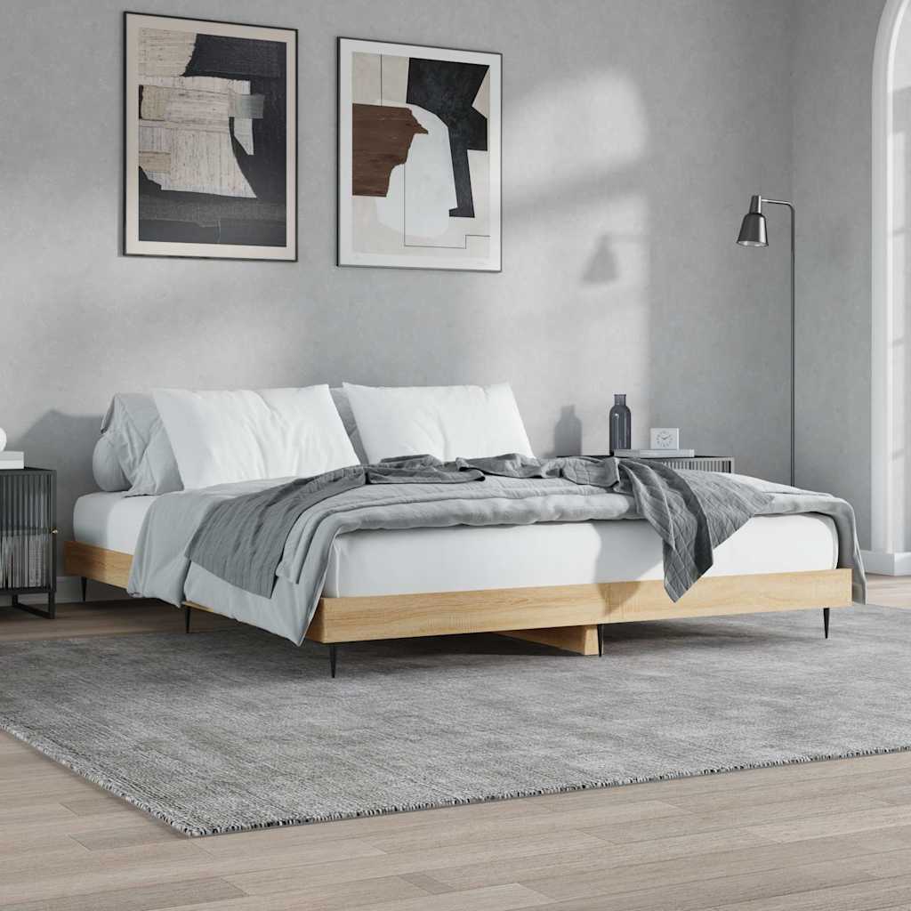 Estrutura de cama sem colchão 200x200 cm carvalho sonoma