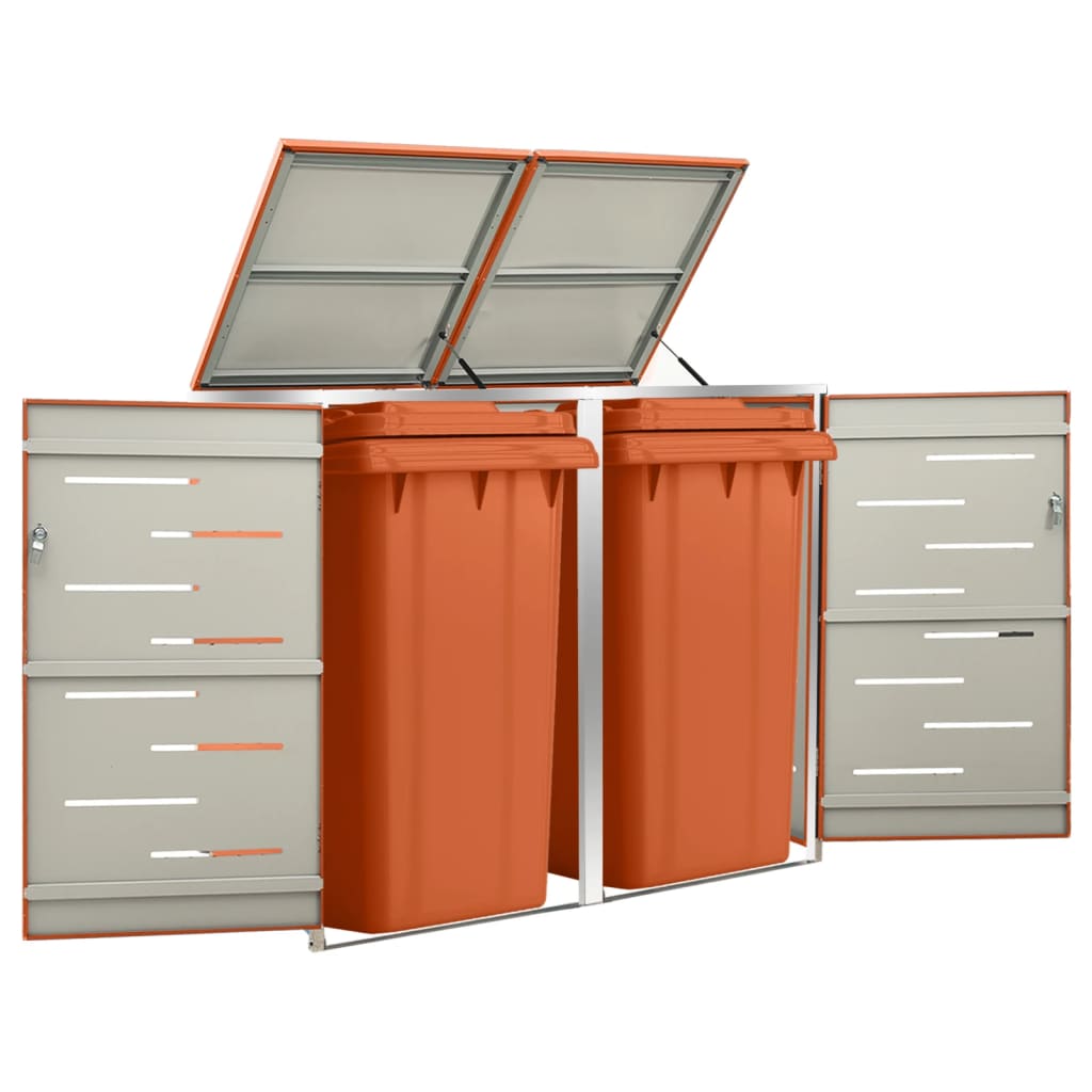 Abrigo duplo para caixote do lixo 138x77,5x115 cm aço inox