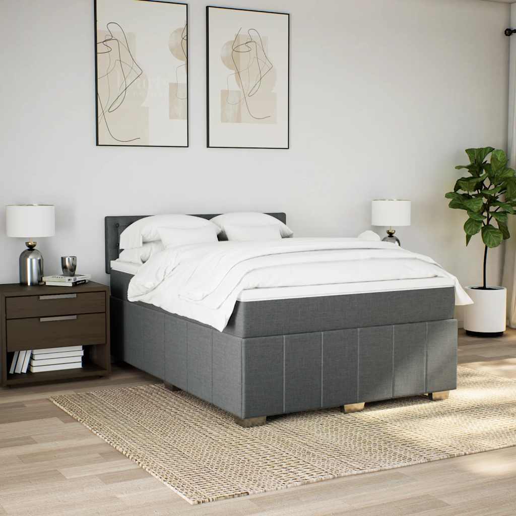 Cama com molas/colchão 140x190 cm tecido cinzento-escuro