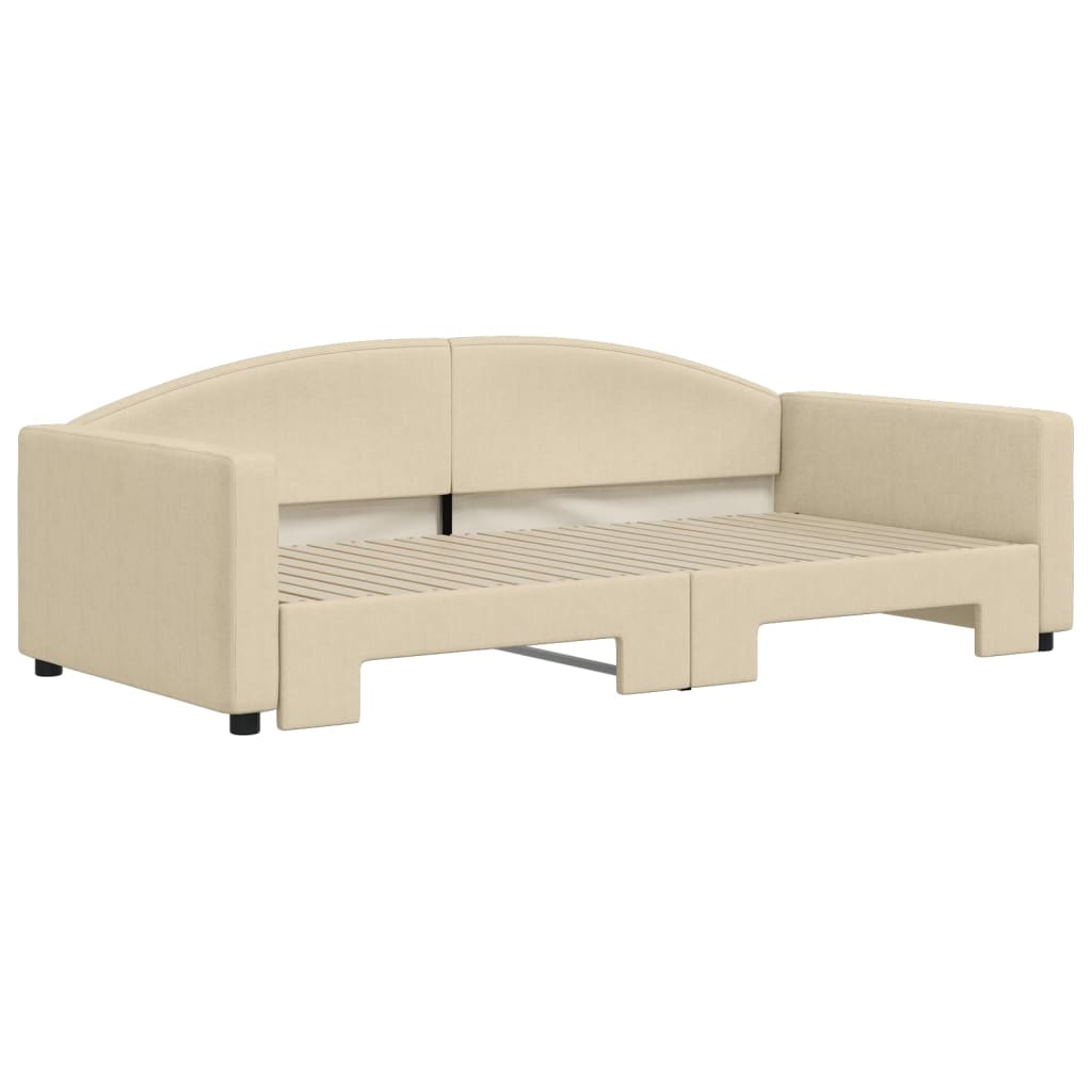 Sofá-cama com gavetão 100x200 cm tecido cor creme