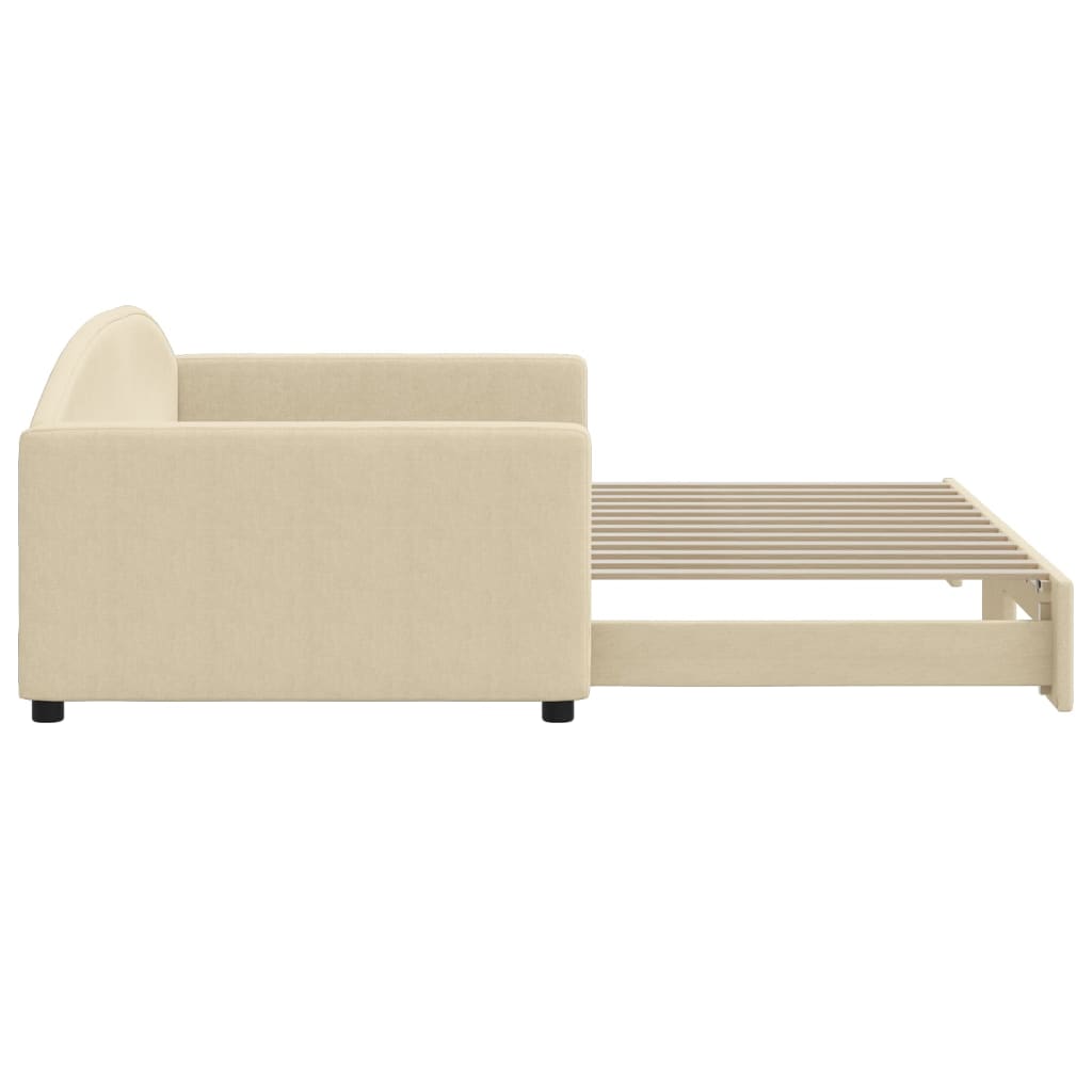 Sofá-cama com gavetão 100x200 cm tecido cor creme