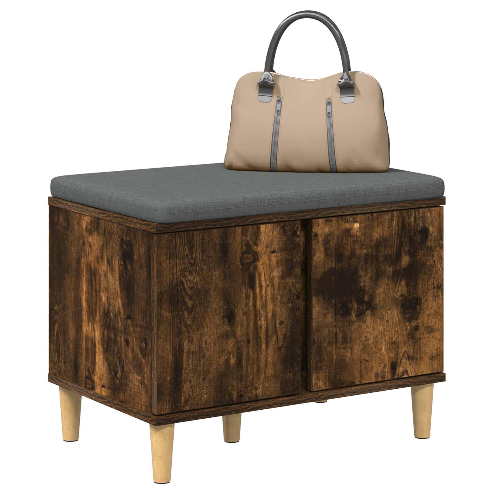 Banco de hall com almofada carvalho fumado 60 x 38 x 46 cm
