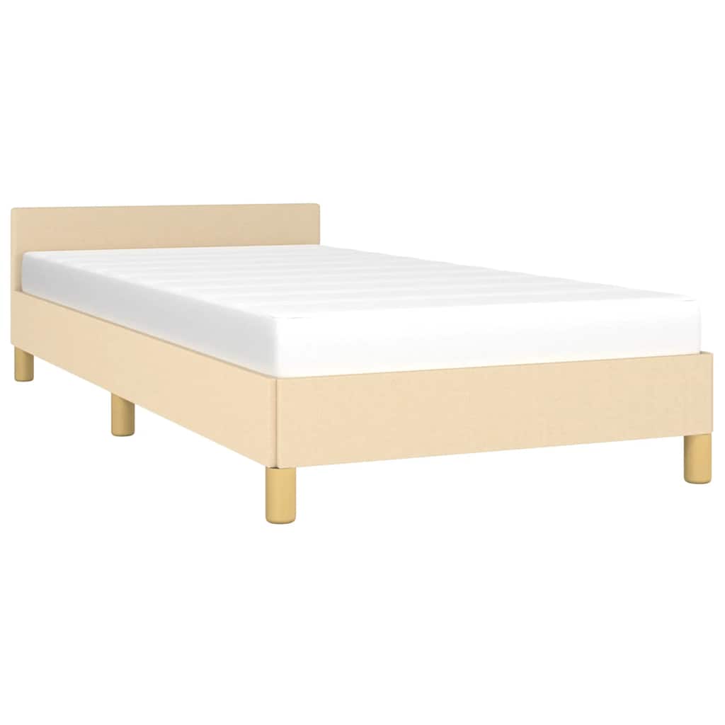 Estrutura de cama sem colchão 100x200 cm tecido cor creme