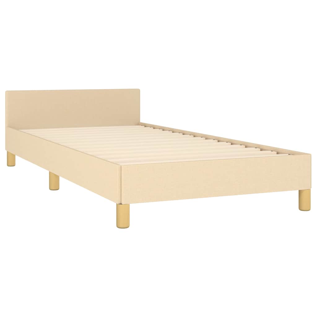 Estrutura de cama sem colchão 100x200 cm tecido cor creme