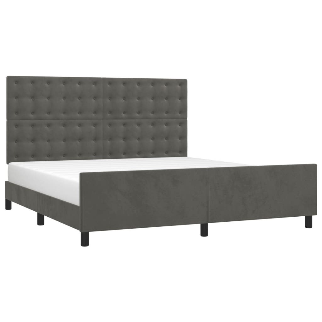Estrutura de cama sem colchão 160x200 cm veludo cinzento-escuro