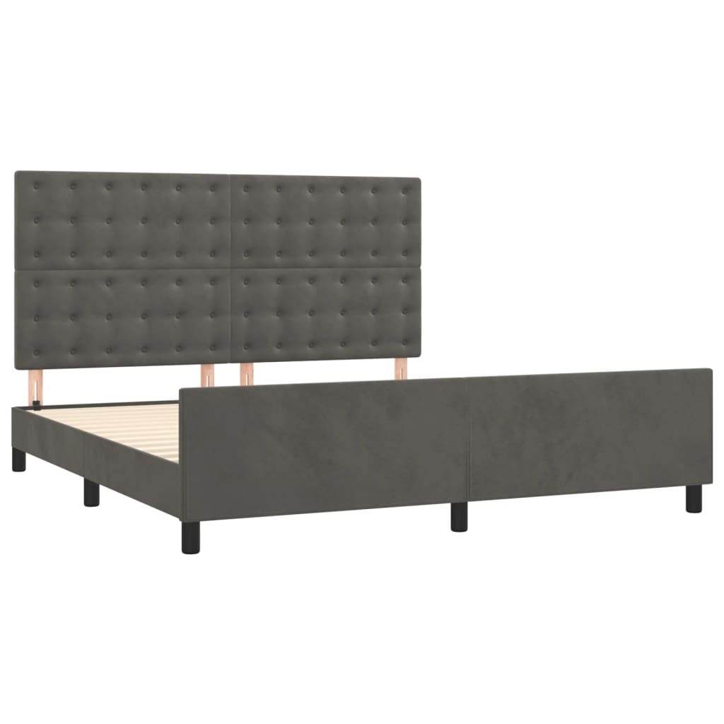 Estrutura de cama sem colchão 160x200 cm veludo cinzento-escuro