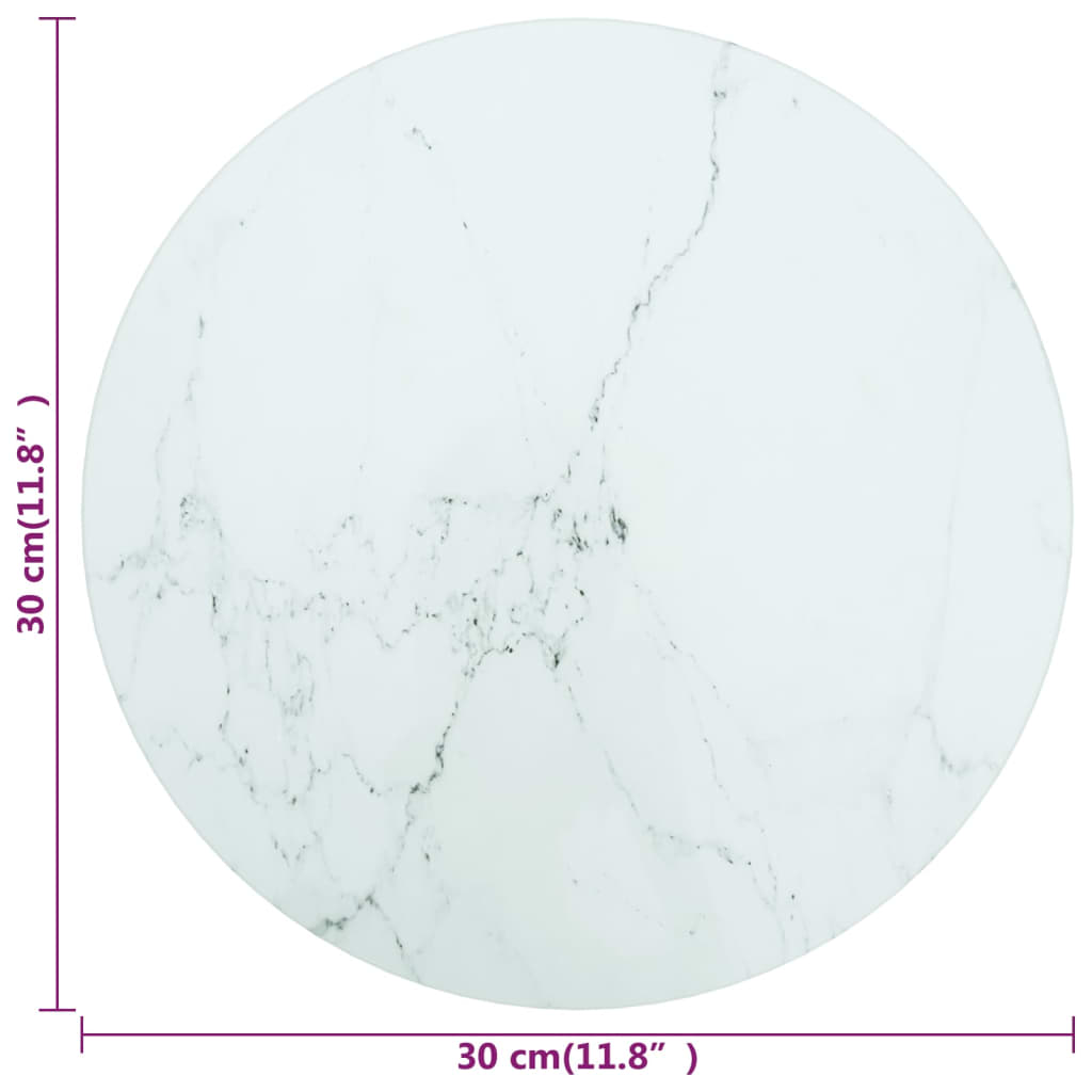Tampo mesa ø30x0,8 cm vidro temperado design mármore branco