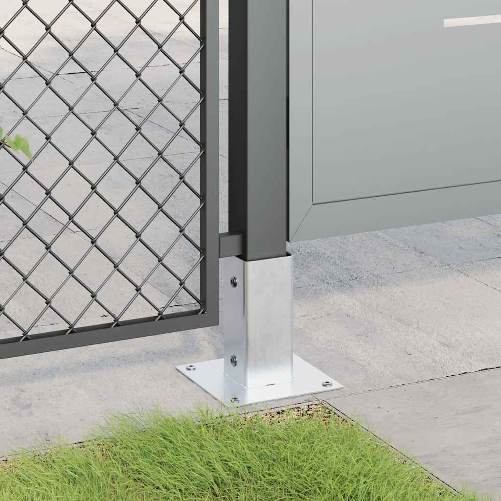 Bases de poste quadradas 12 pcs prata 61x61 mm aço galvanizado