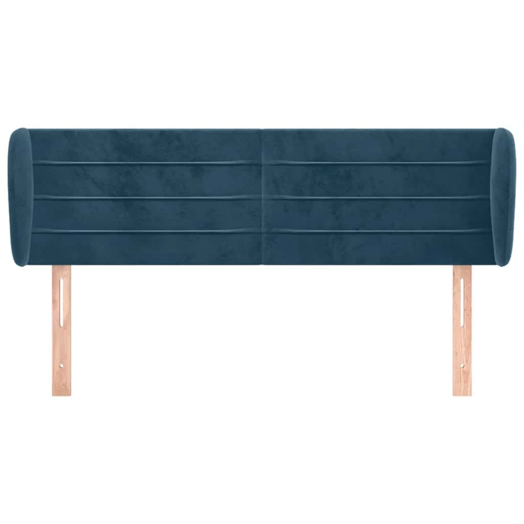 Cabeceira de cama c/ abas veludo 147x23x78/88cm azul-escuro